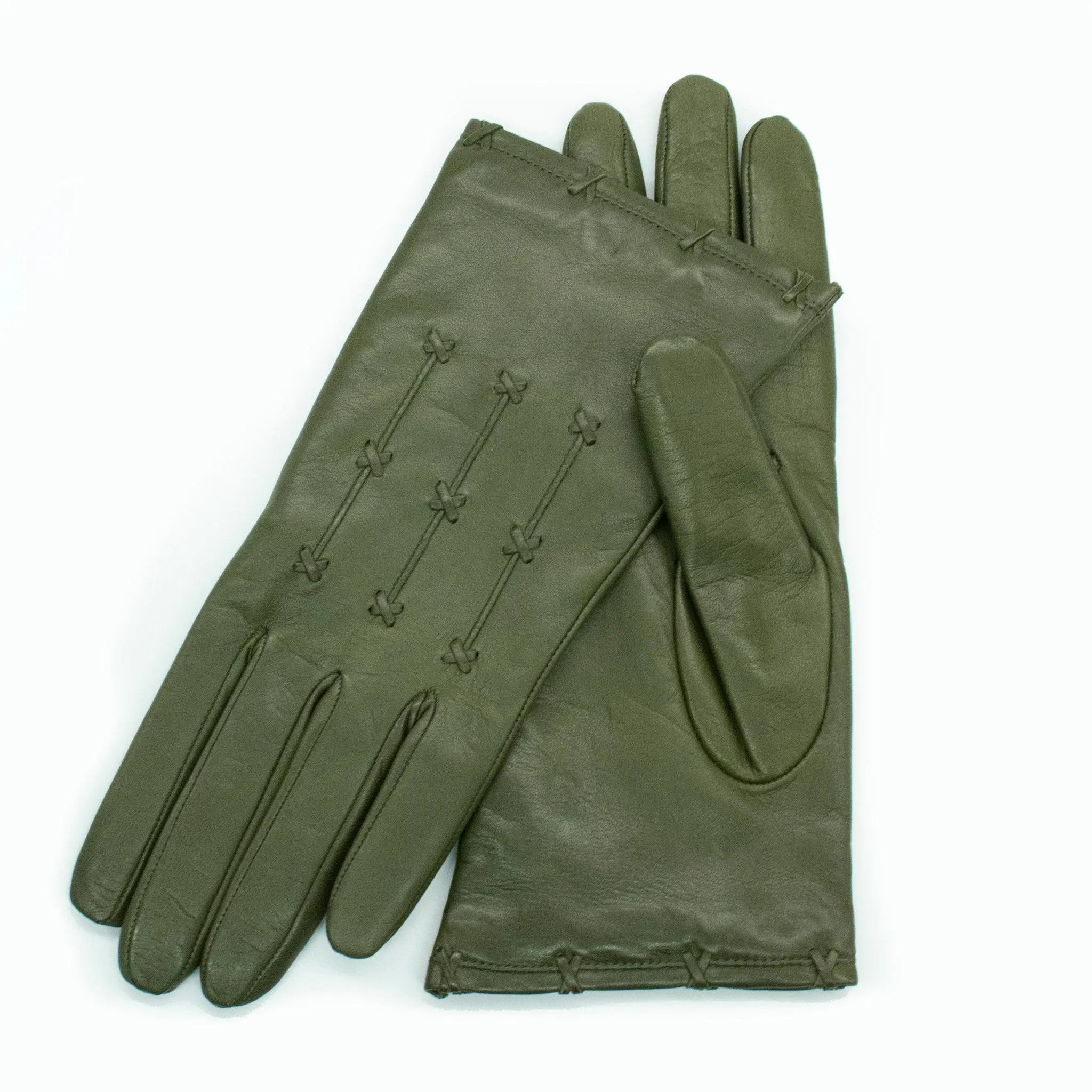 LEATHER GLOVE WITH CRISS CROSS DETAILS