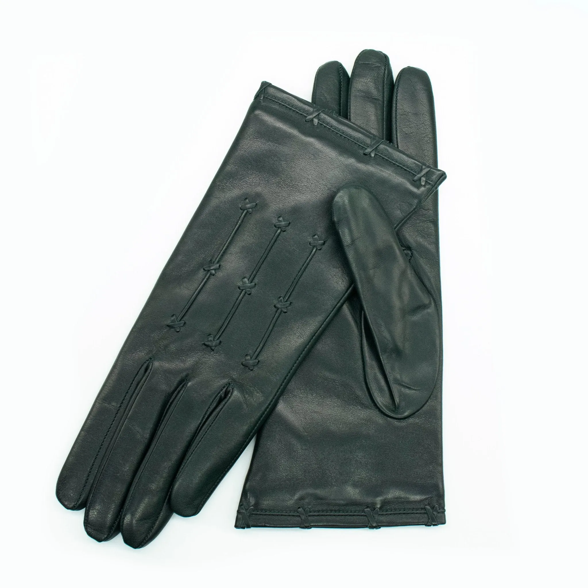 LEATHER GLOVE WITH CRISS CROSS DETAILS