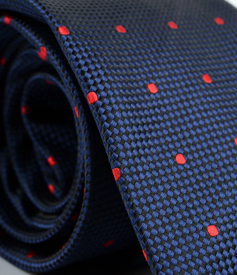 Midnight Blue & Red Polka Neck Tie