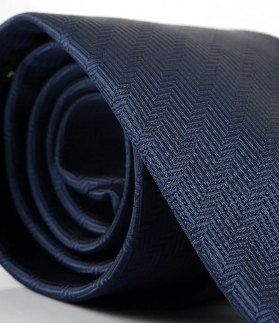 Midnight Blue Herringbone Neck Tie