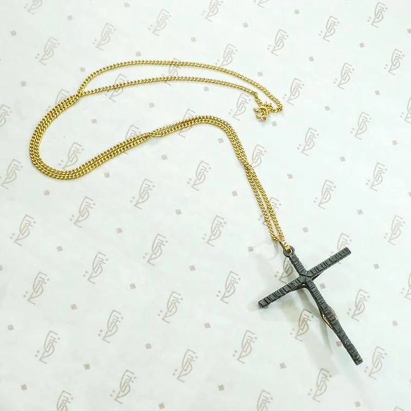 Modernist Crucifix in Two-Tone Gold