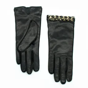 NAPPA LEATHER GLOVE WITH DOUBLE CHAIN BRACELET