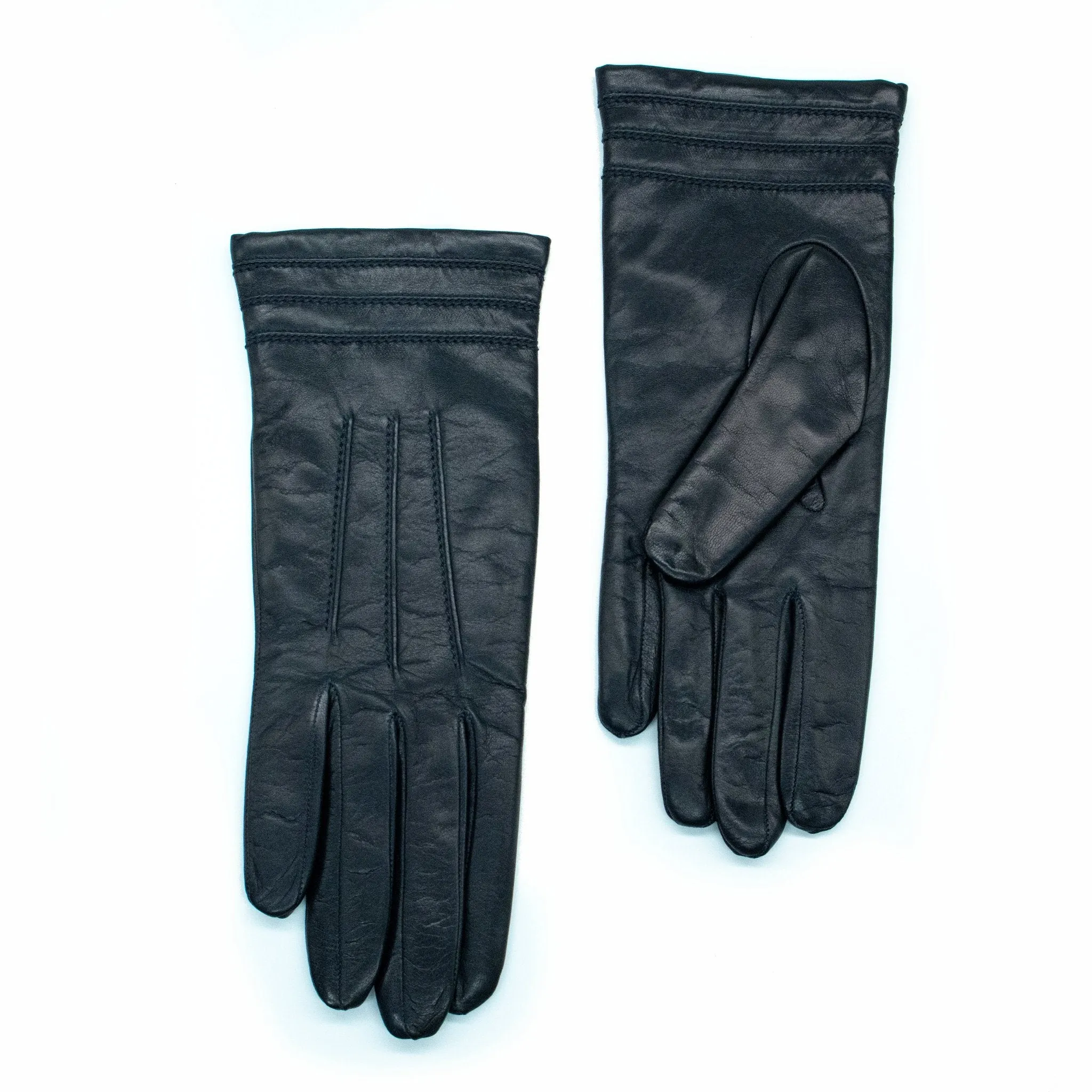 NAPPA LEATHER GLOVE WITH STITCH DETAIL AT CUFF