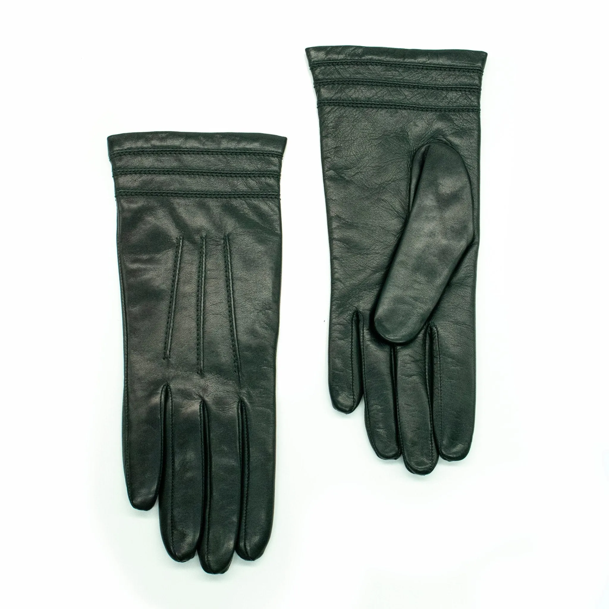 NAPPA LEATHER GLOVE WITH STITCH DETAIL AT CUFF