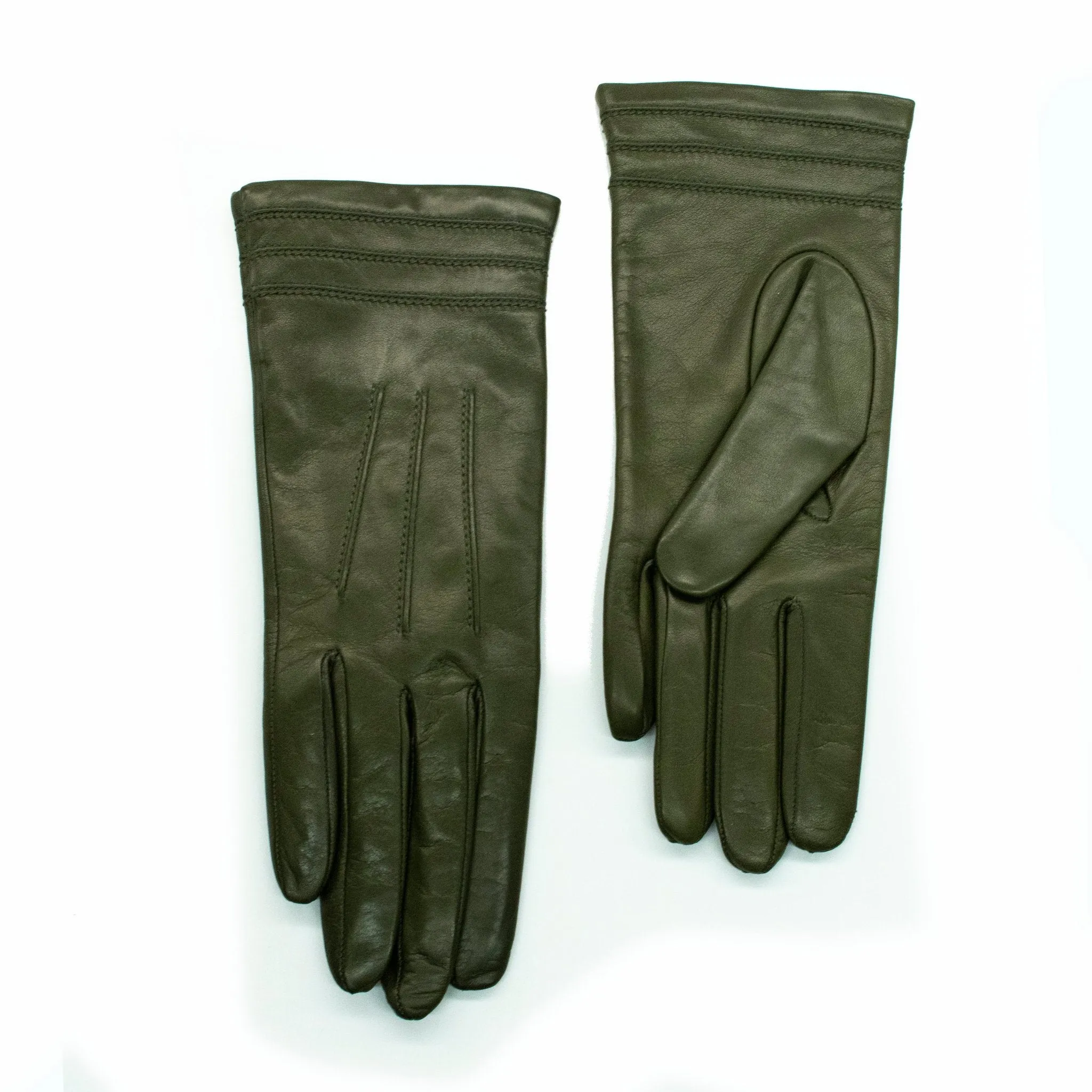 NAPPA LEATHER GLOVE WITH STITCH DETAIL AT CUFF