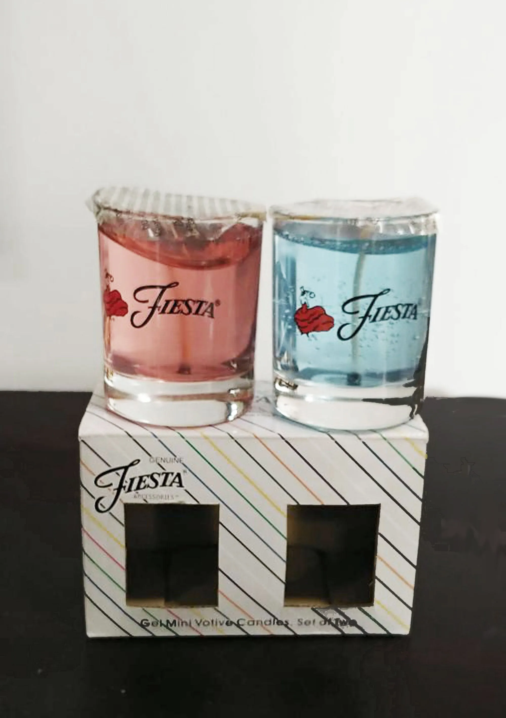 NEW OLD STOCK - FIESTA HOMER LAUGHLIN GEL MINI VOTIVE CANDLES IN A JAR SET OF 2 - #2 - GENUINE LICENSED FIESTA