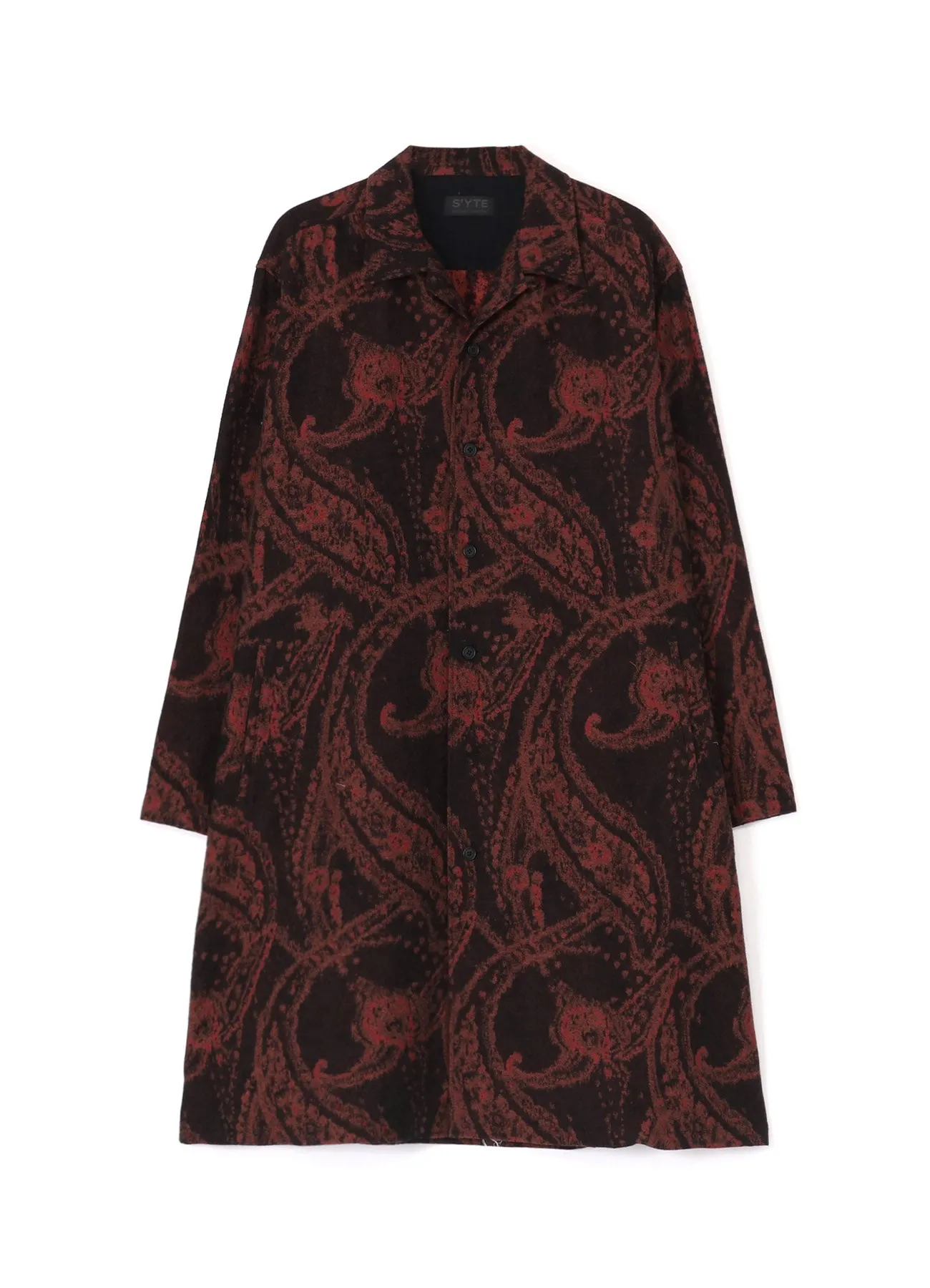 PAISLEY PATTERN JACQUARD OPEN COLLAR COAT