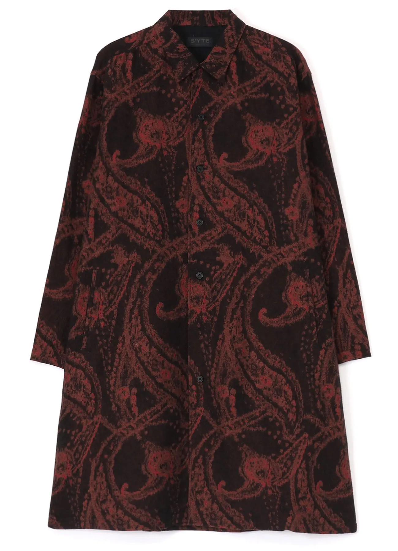 PAISLEY PATTERN JACQUARD OPEN COLLAR COAT