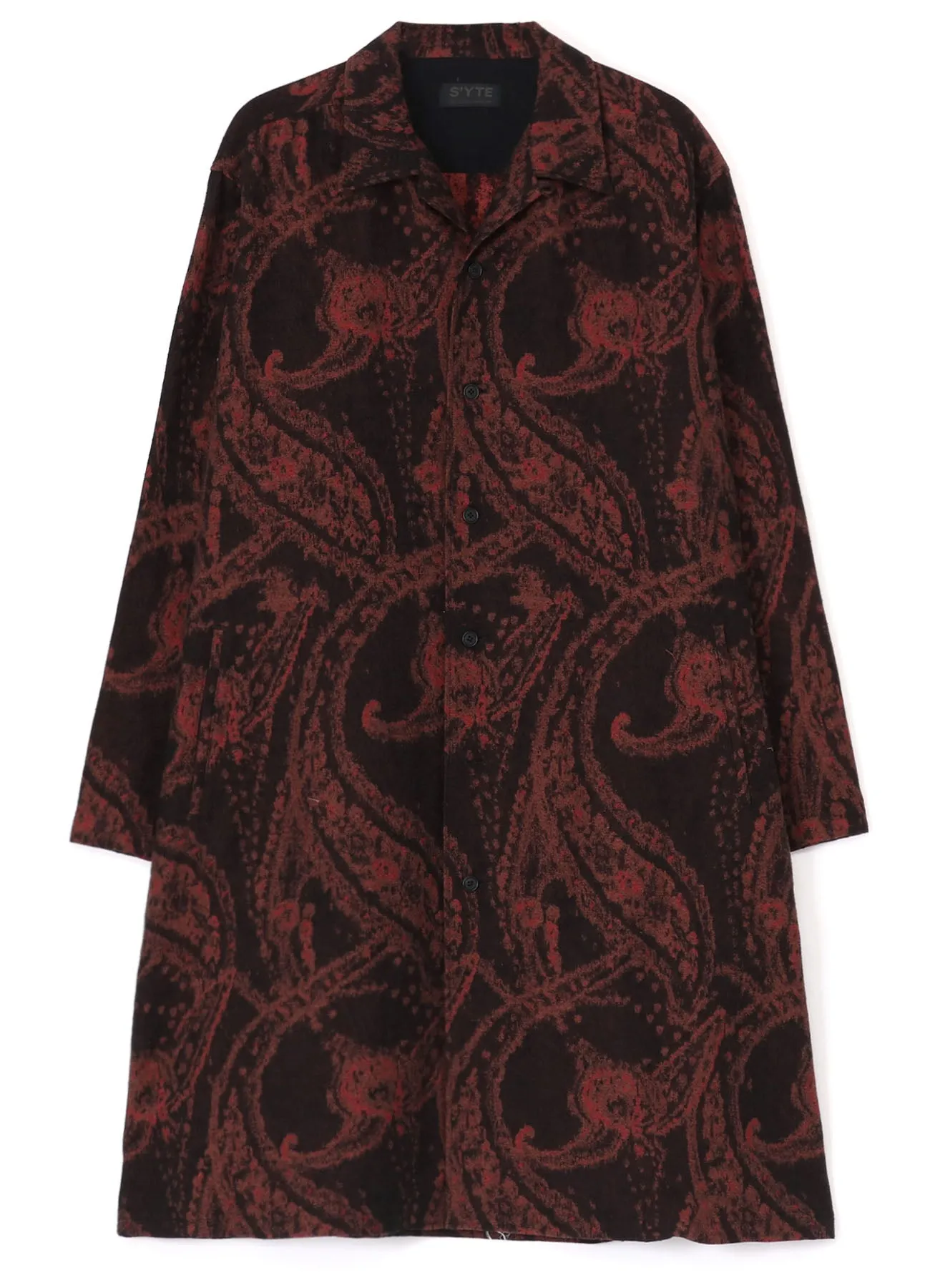 PAISLEY PATTERN JACQUARD OPEN COLLAR COAT