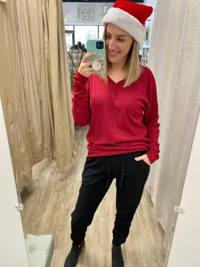 Red Long Sleeve Top