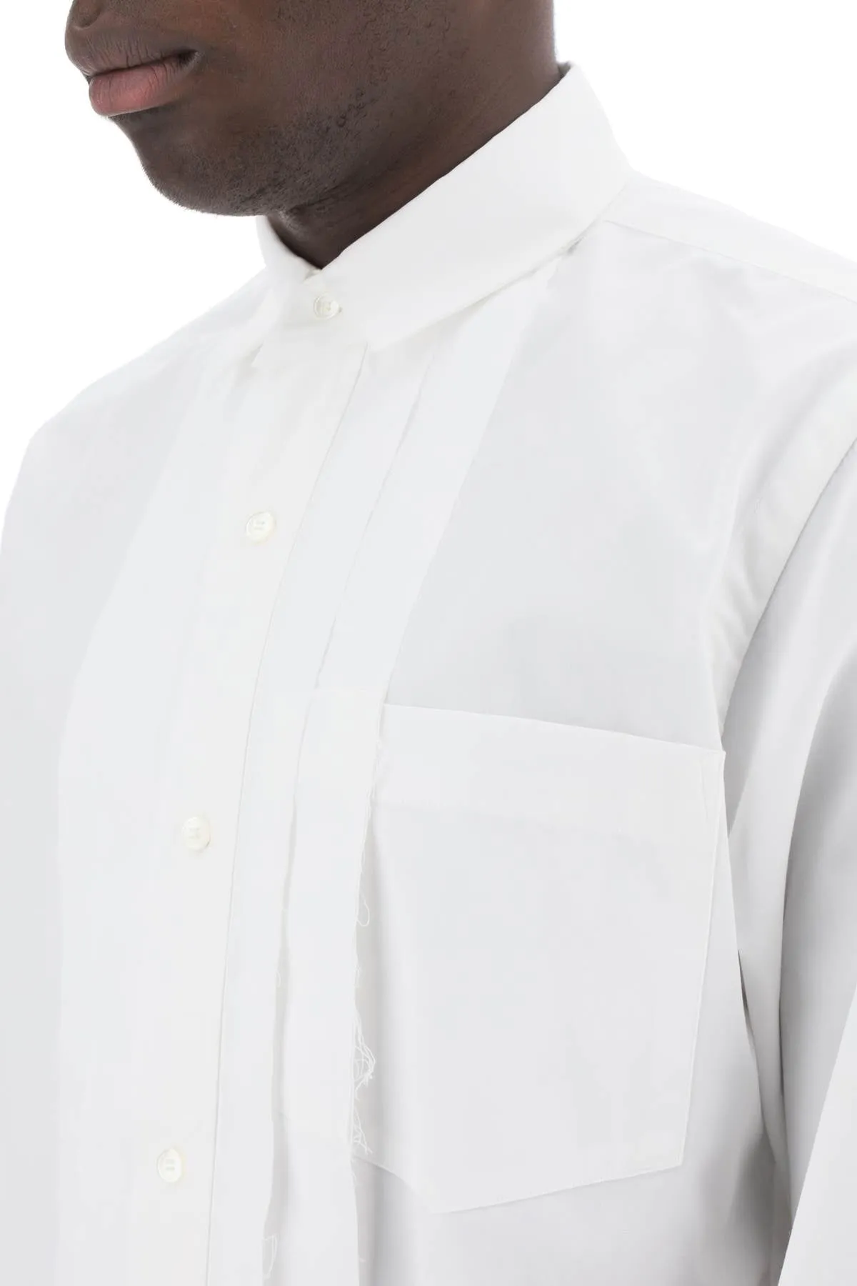 SACAI layered poplin effect shirt with