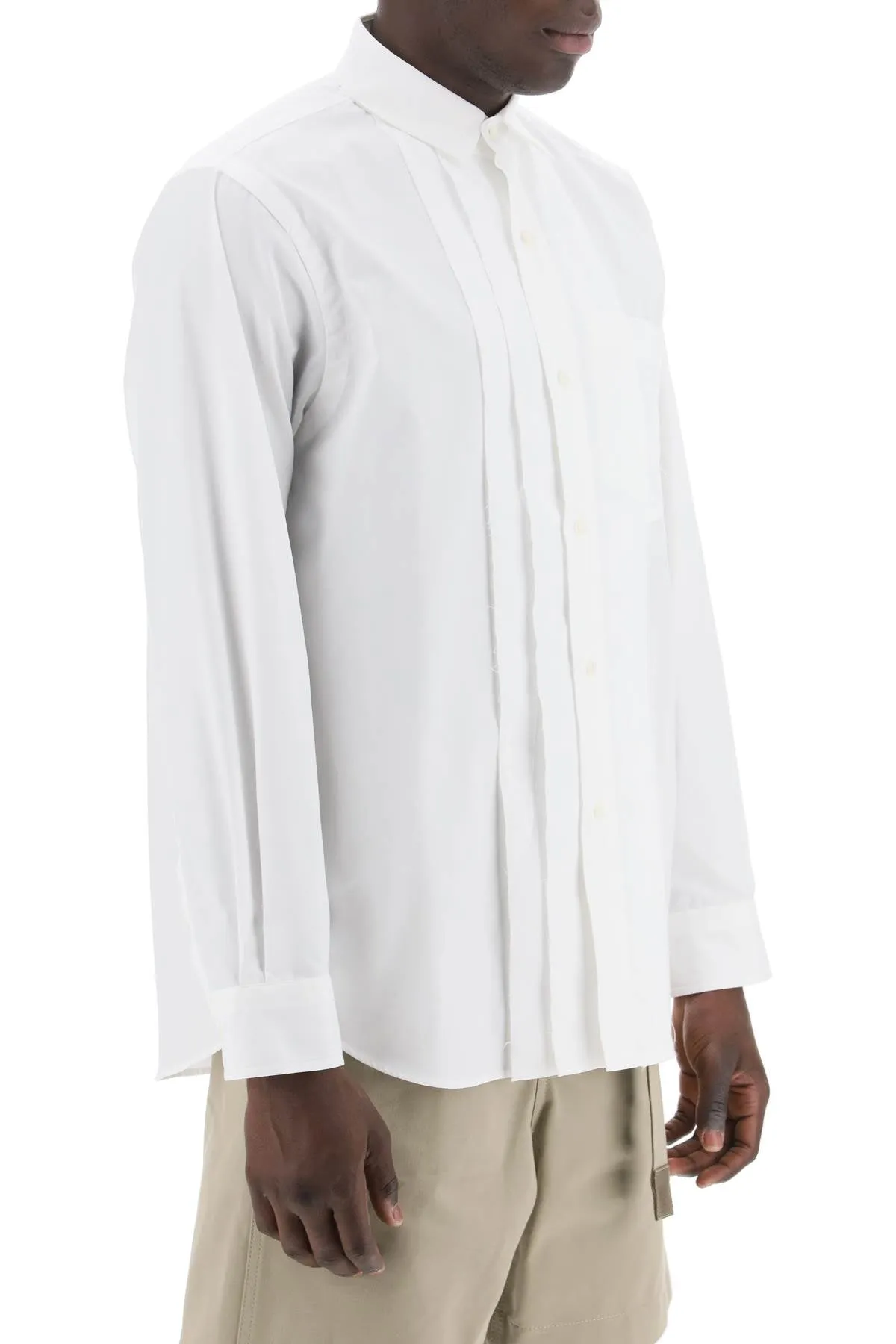 SACAI layered poplin effect shirt with