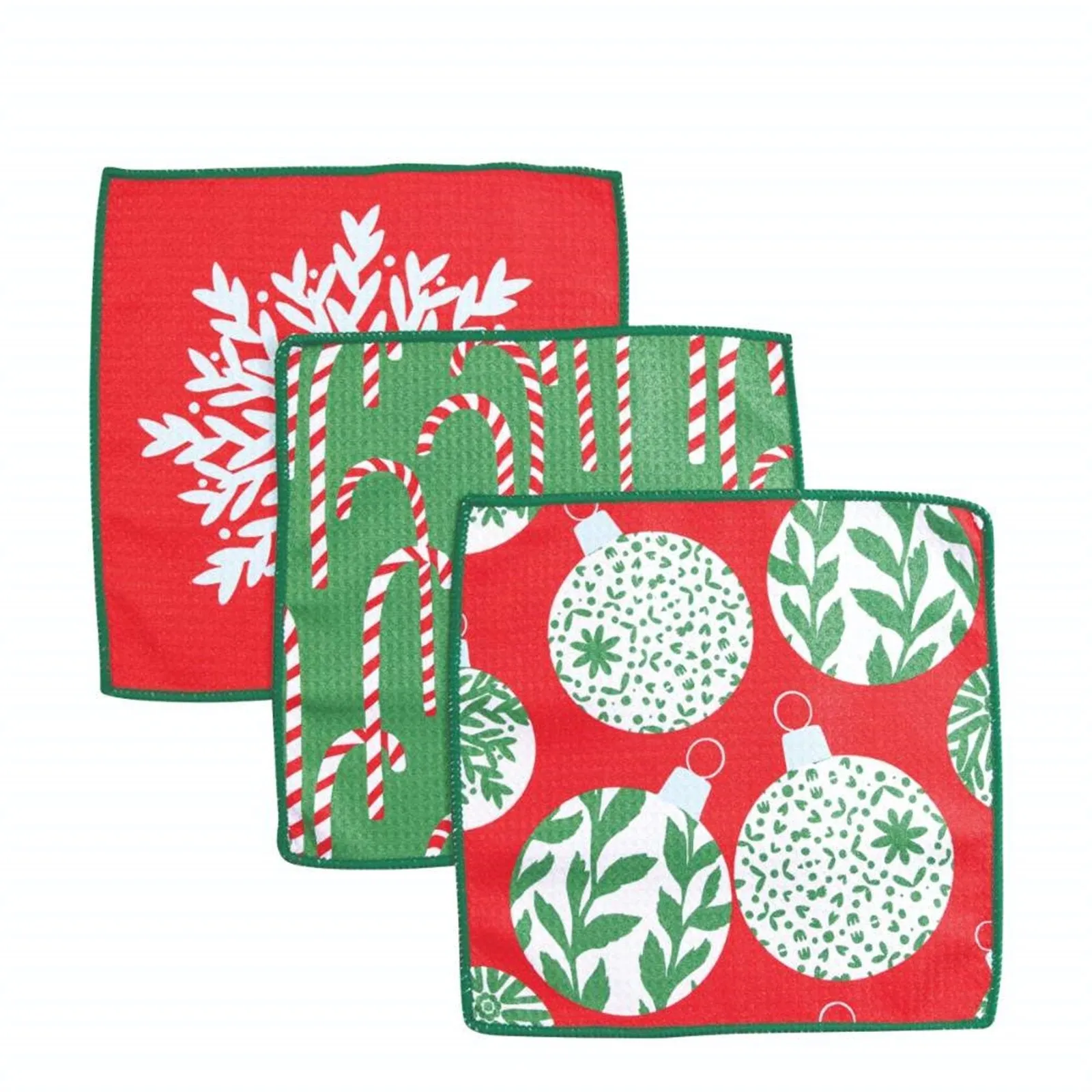 Scandi Ornaments blu Dish Cloth Set of 3