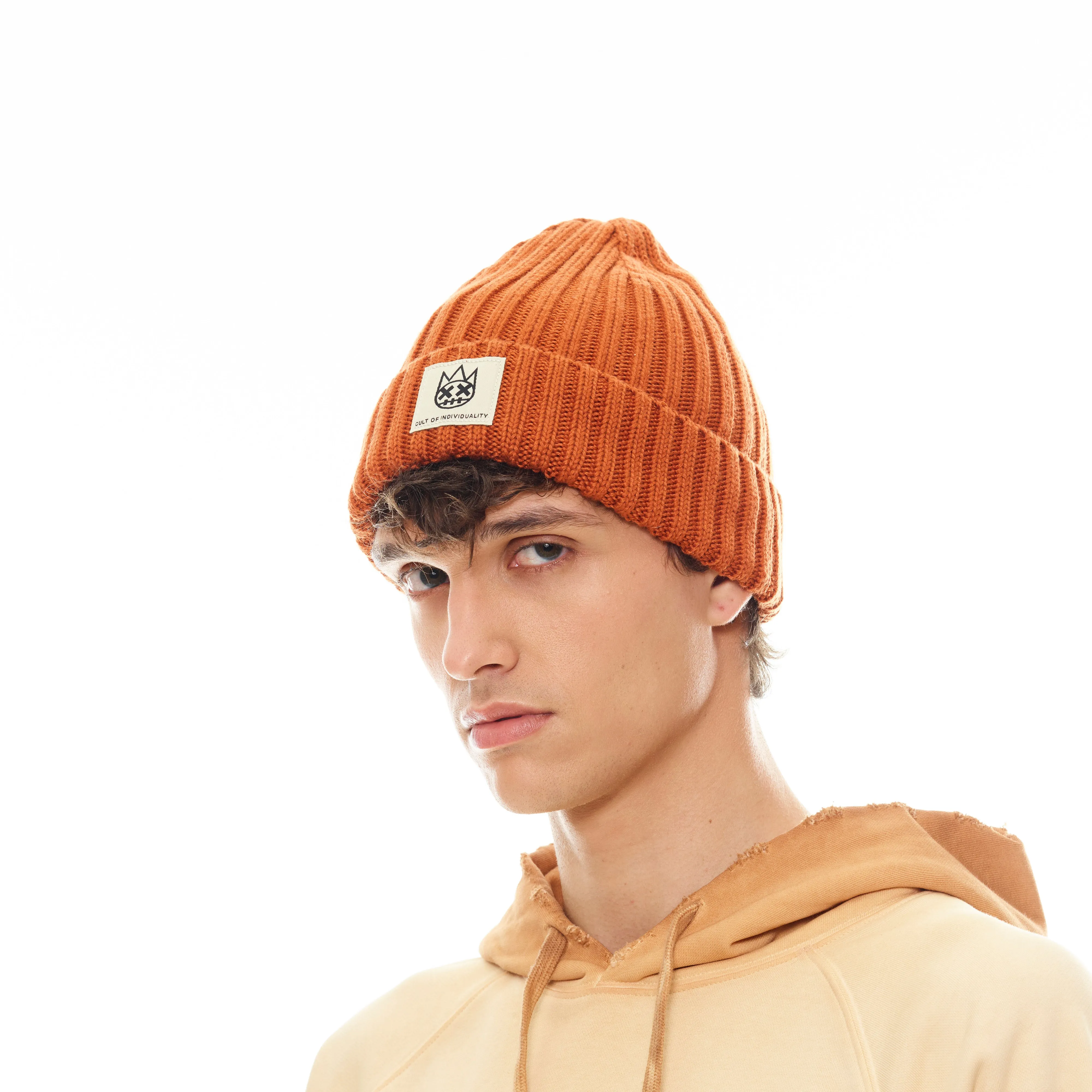 SHIMUCHAN LOGO KNIT HAT IN VINTAGE RUST