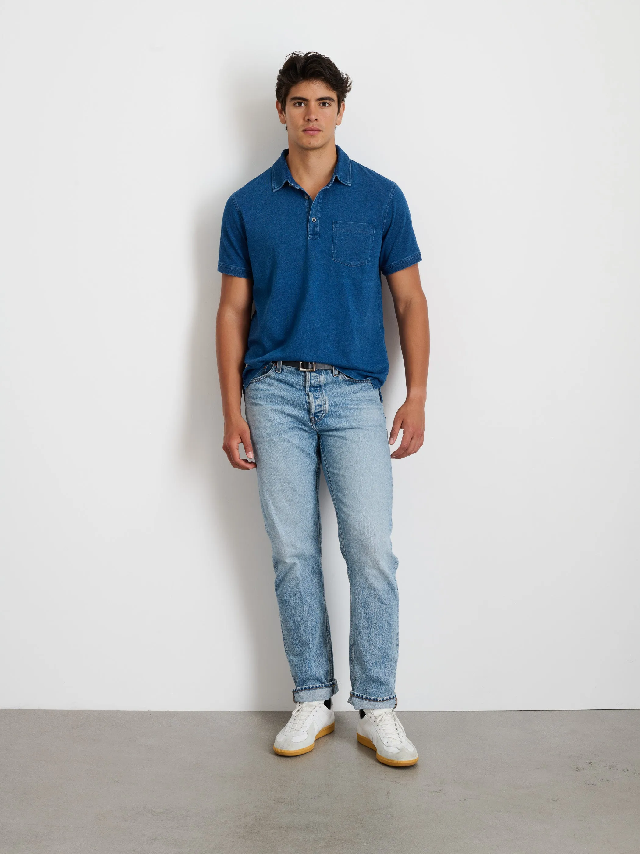 Standard Polo In Indigo Slub Cotton