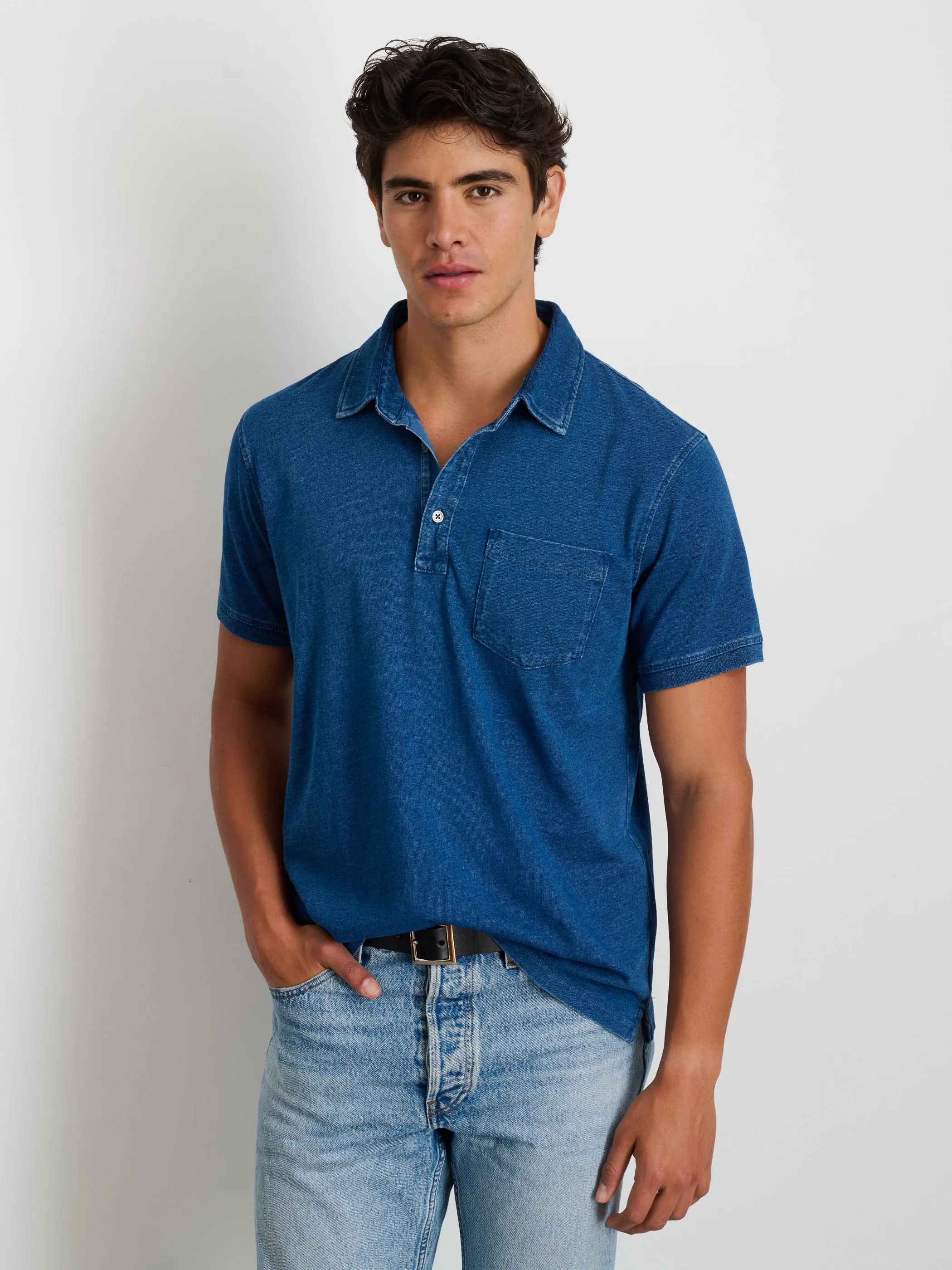 Standard Polo In Indigo Slub Cotton