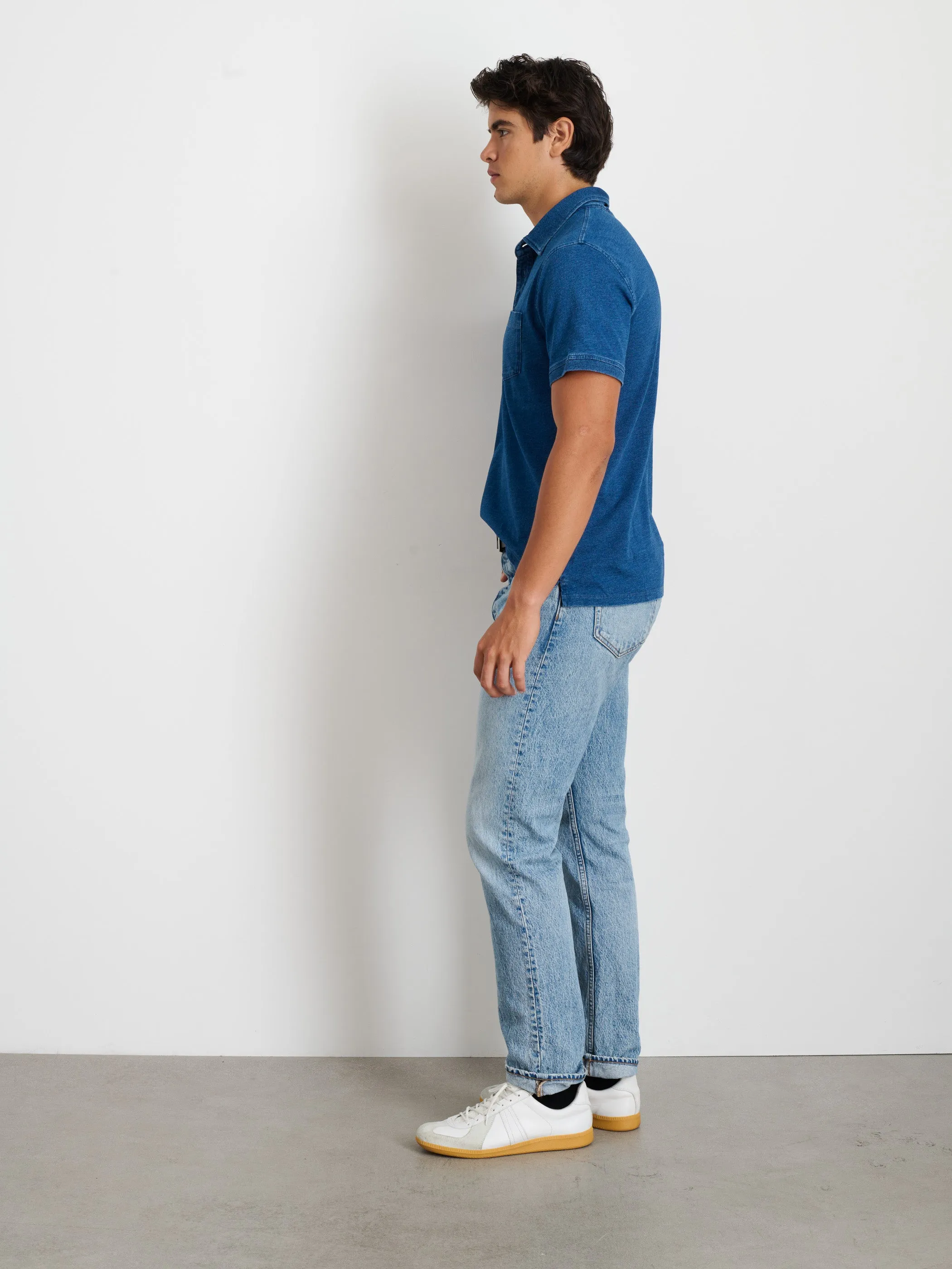 Standard Polo In Indigo Slub Cotton