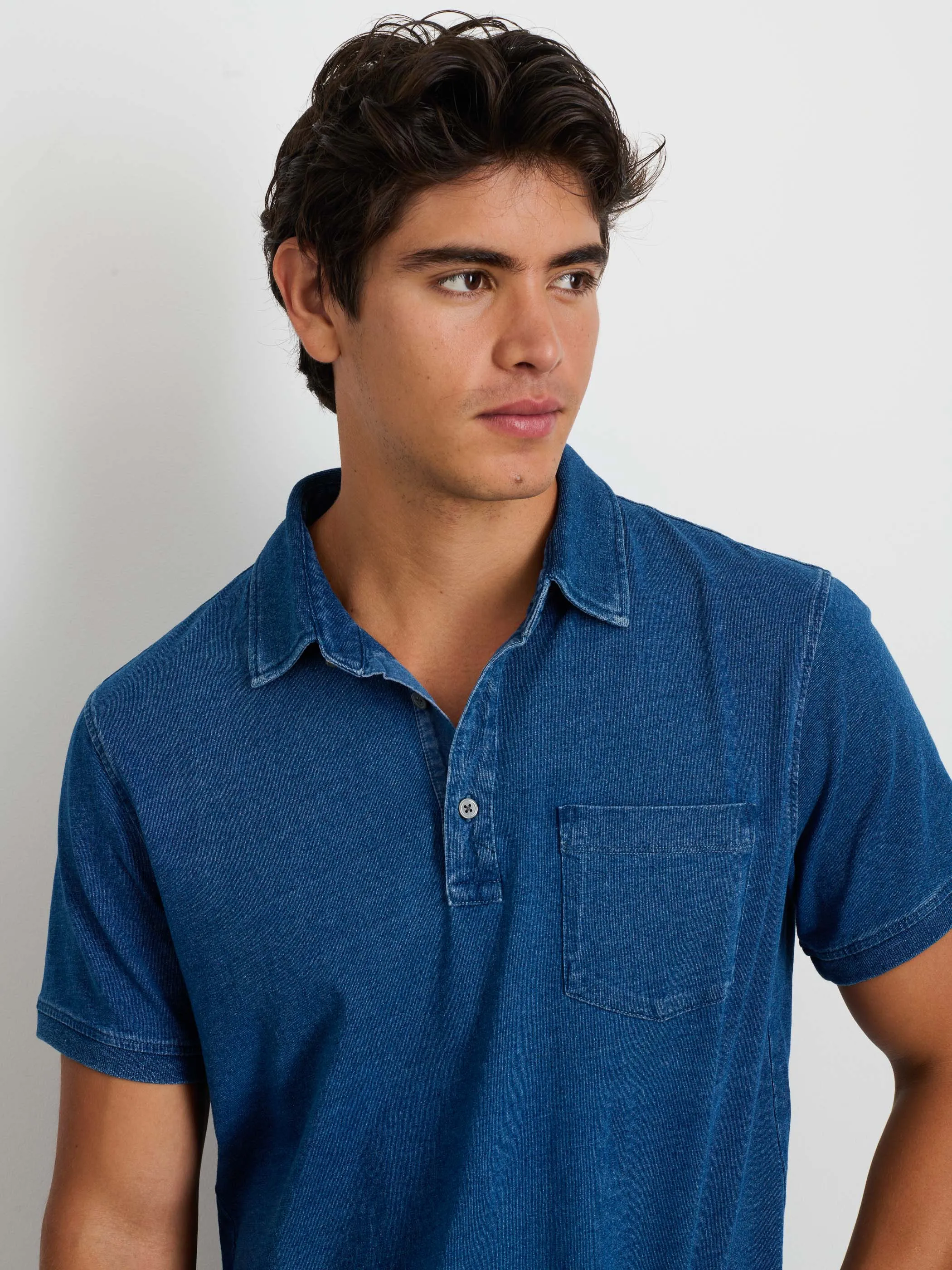 Standard Polo In Indigo Slub Cotton