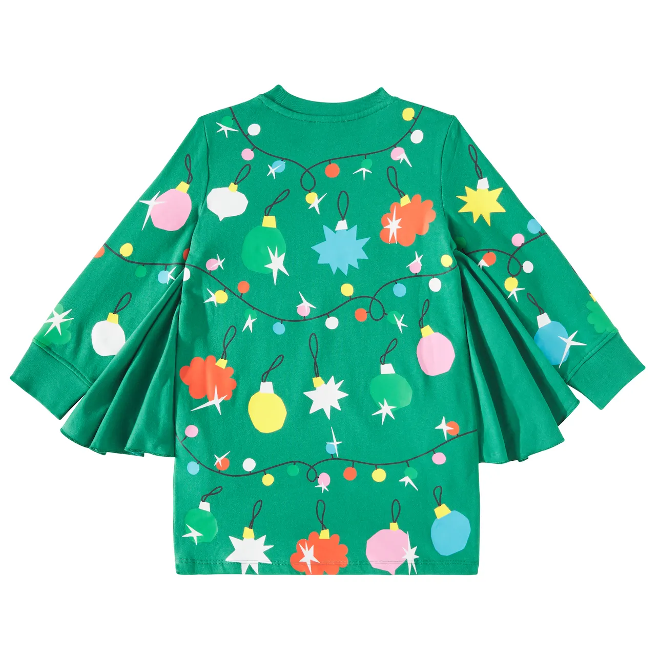 Stella Mccartney Kids Green Dress with Christmas Print