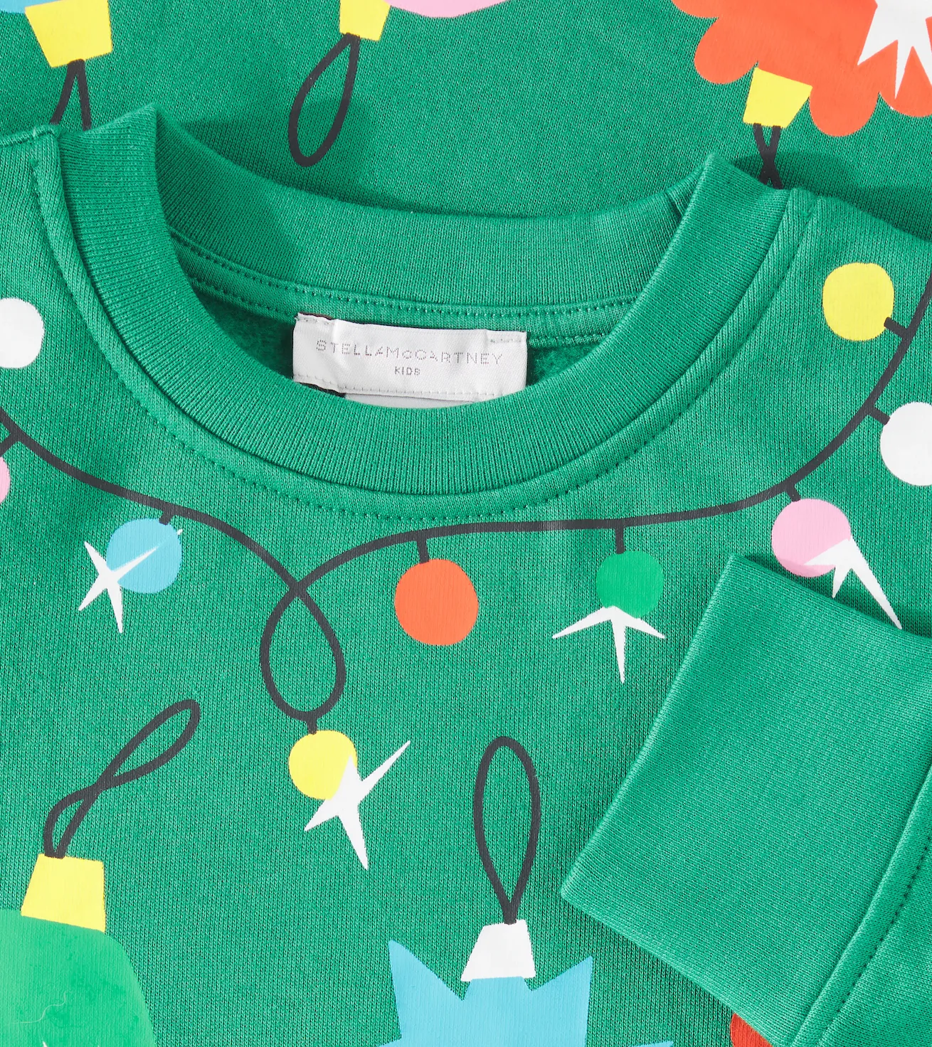 Stella Mccartney Kids Green Dress with Christmas Print