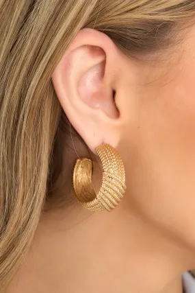 This Life Textured Vintage Gold Hoop Earrings