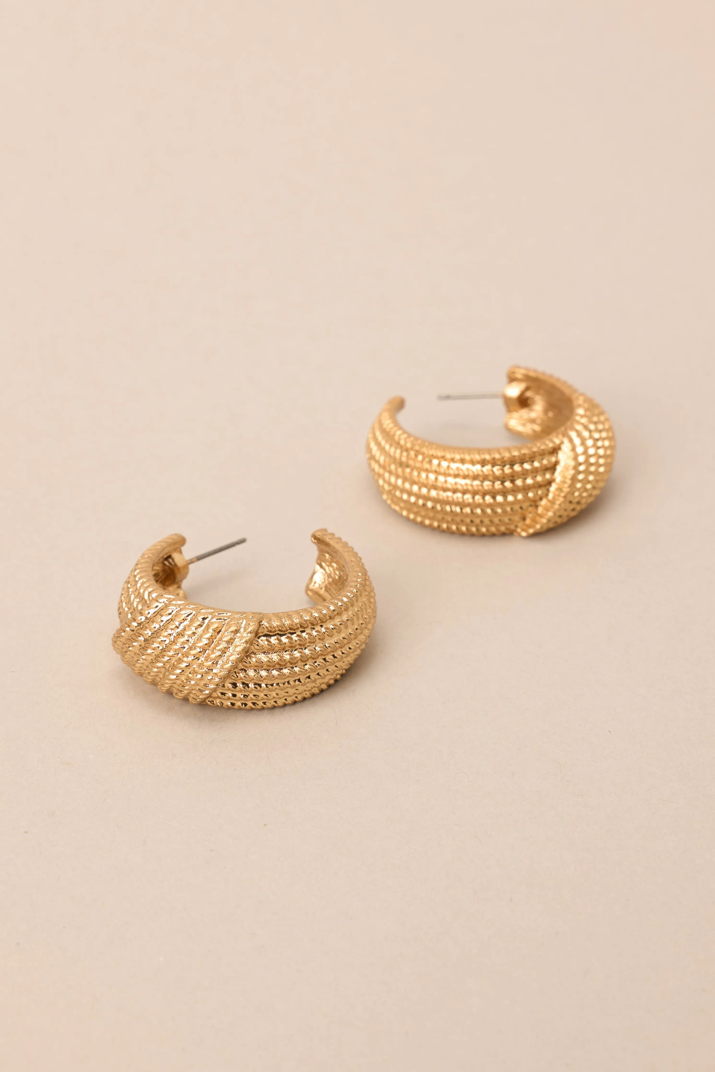 This Life Textured Vintage Gold Hoop Earrings