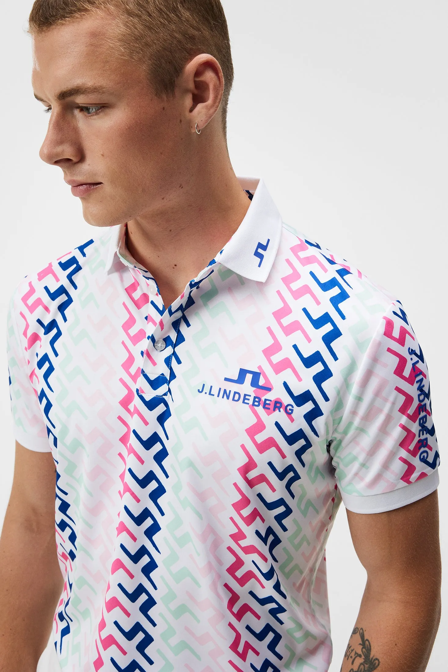 Tour Tech Reg Fit Print Polo / Pink Painted Bridge