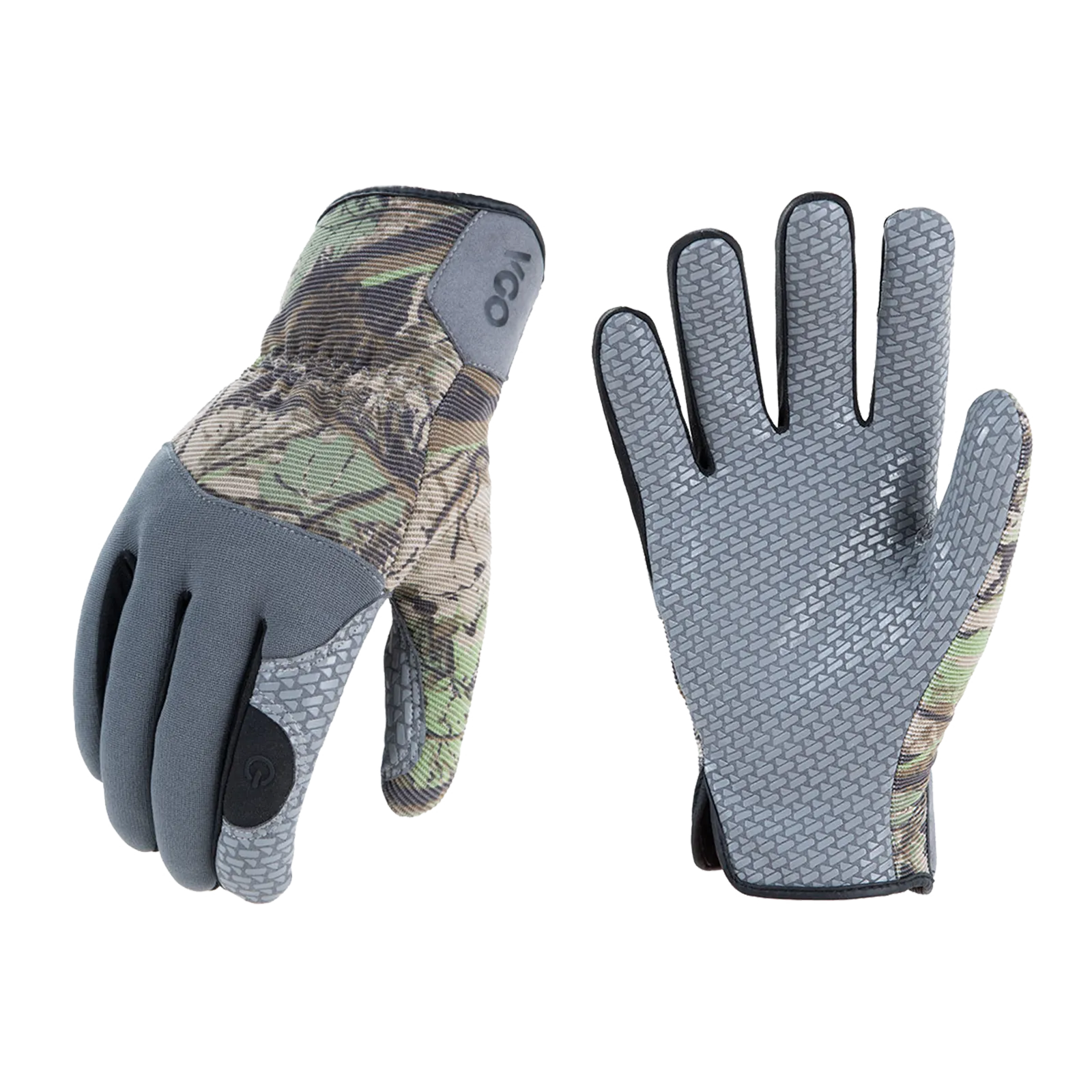 VGO General Utility Grip Gloves, Safety Work Gloves with Silicone Palm, Mechanics Gloves, Touchscreen, Machine Washable (Blue/Camo, SL7717)