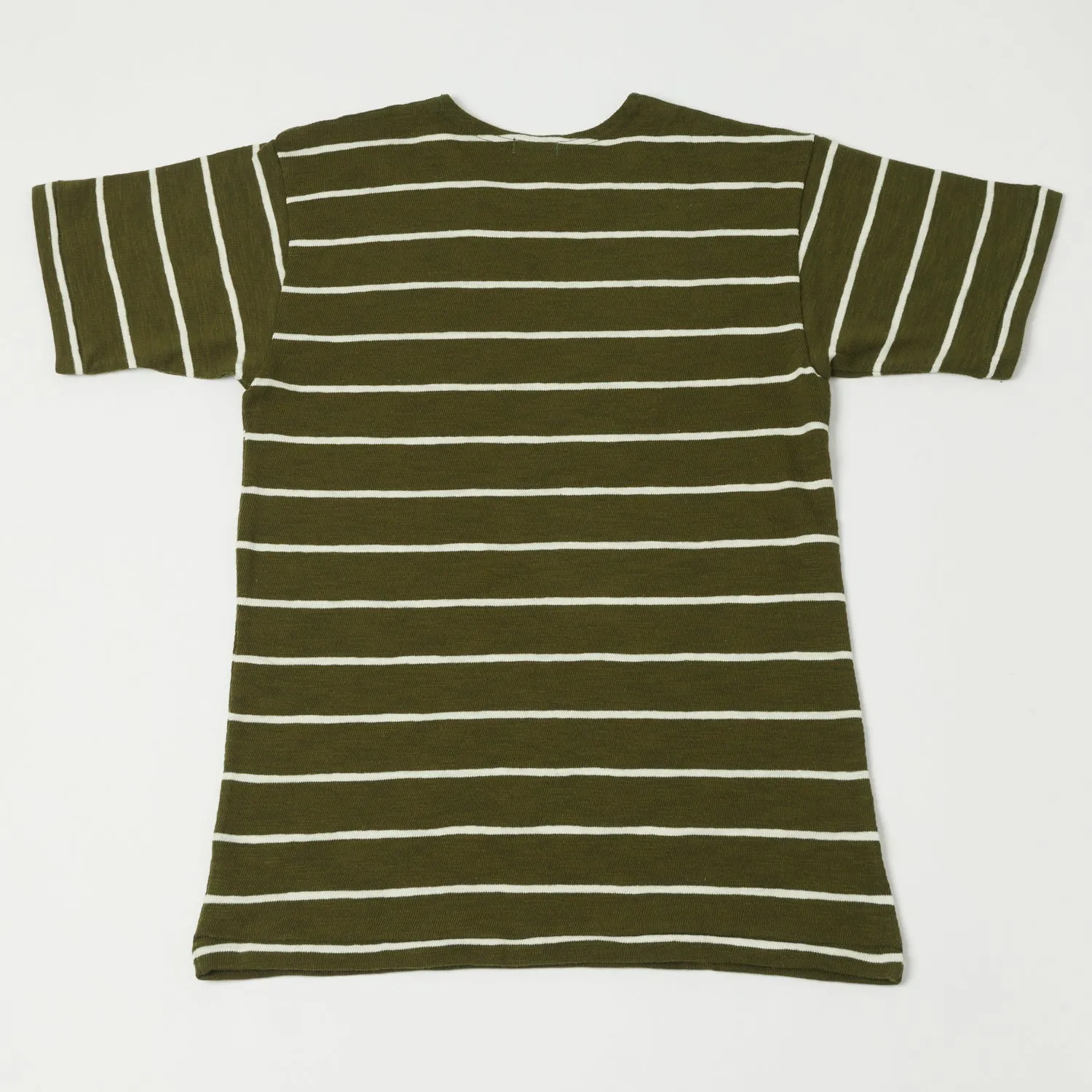 Warehouse & Co 4087 S/S Stripe Tee - Green/Off White