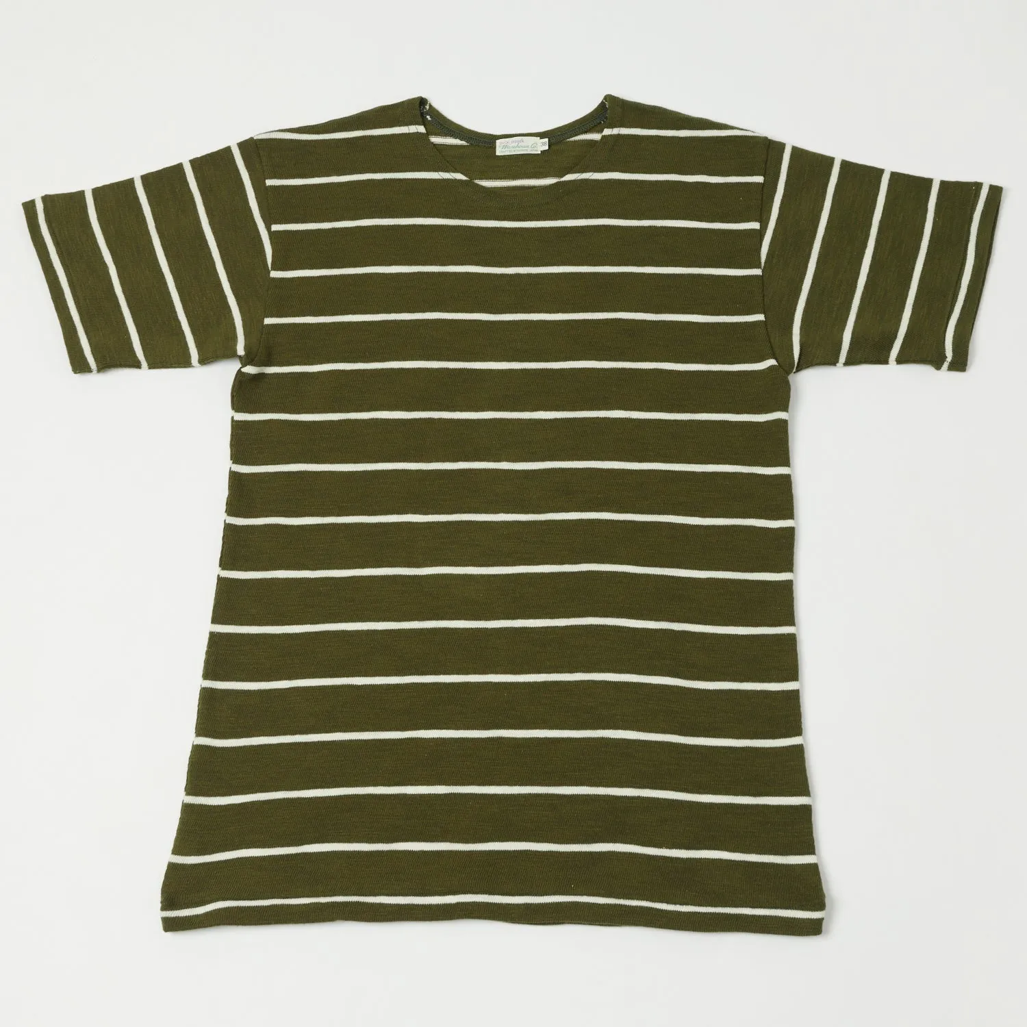 Warehouse & Co 4087 S/S Stripe Tee - Green/Off White